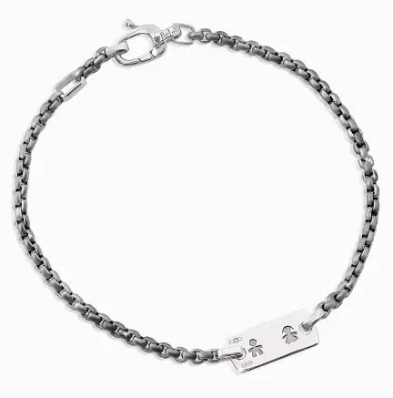 Bracciale Papà LeBebè Targhetta piccola Bimbo e Bimba Titanio e Oro Bianco