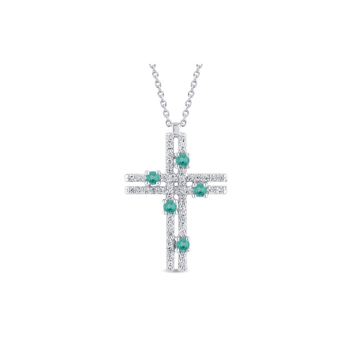 Collana Croce Smeraldi e Diamanti