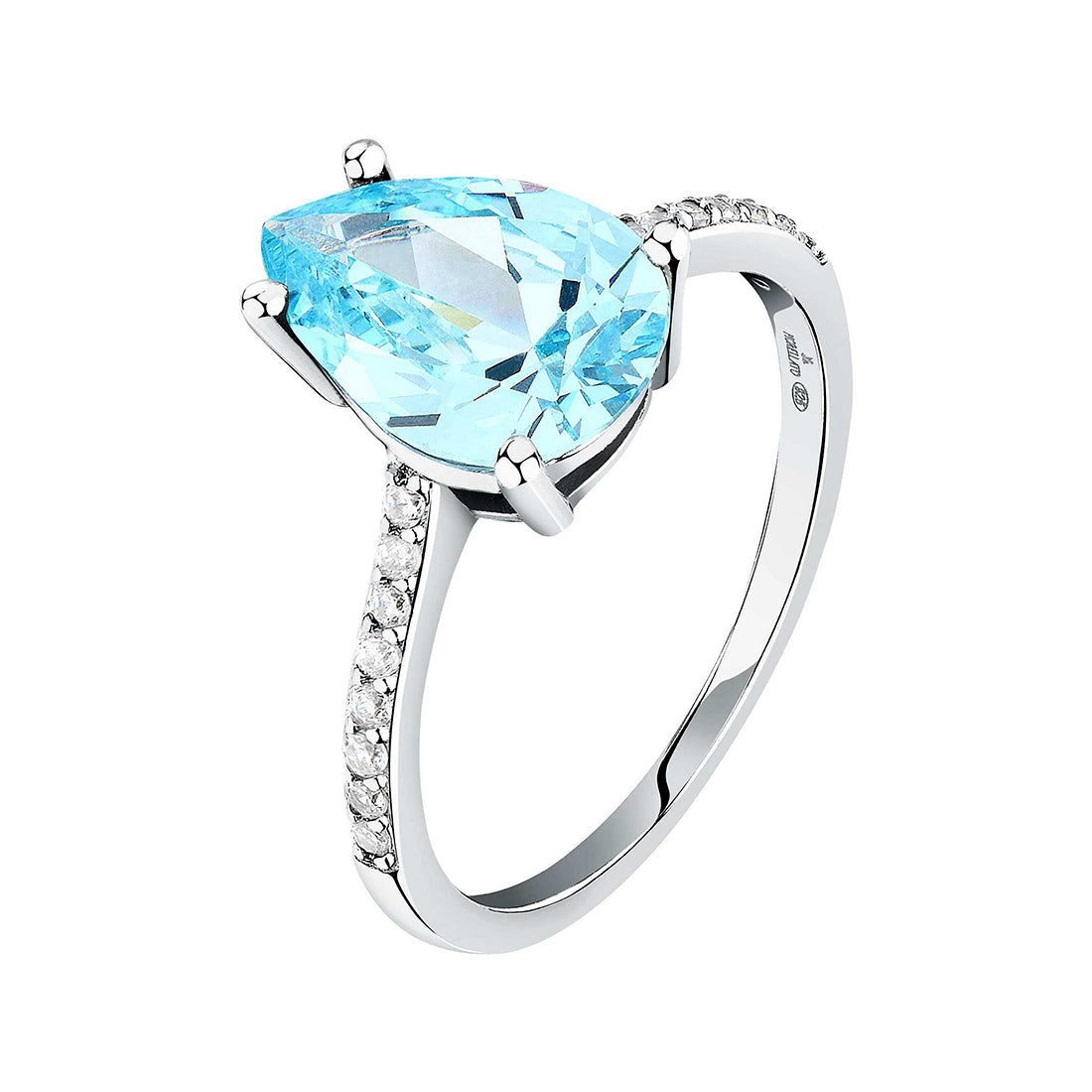 Anello Morellato Argento con Pietra a Goccia colore Acquamarina