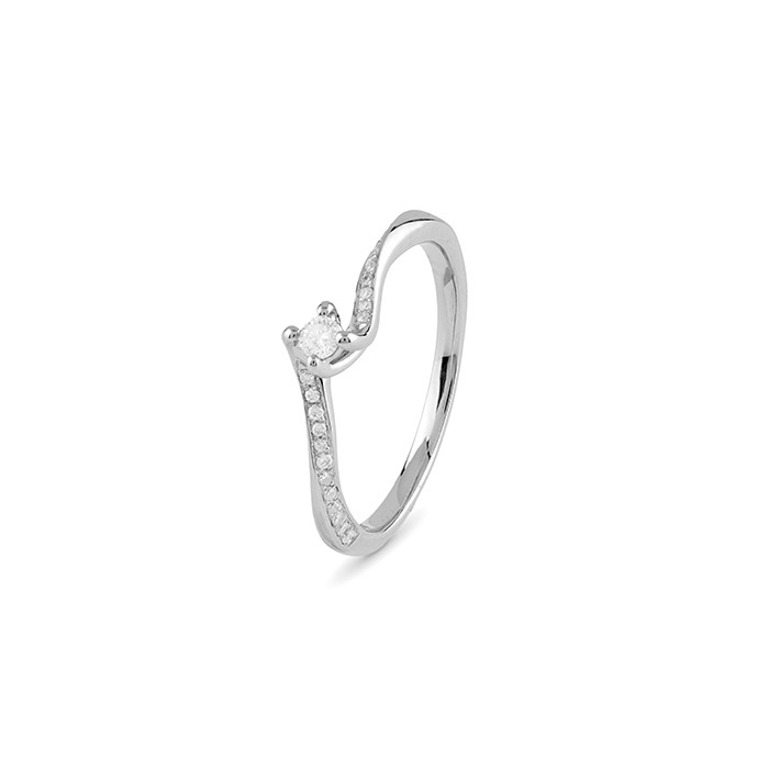 Anello Bliss Solitario in platino con diamanti