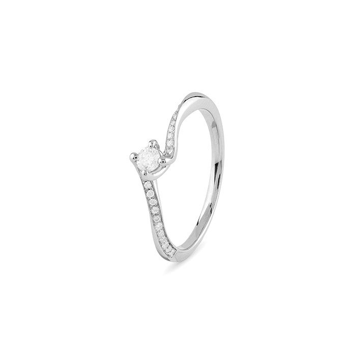 Anello Bliss Solitario in platino con diamanti