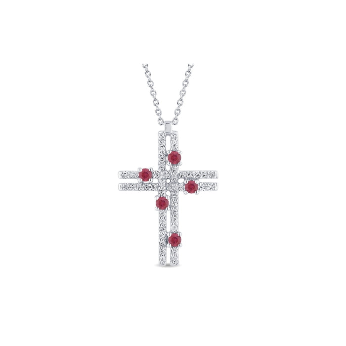 Collana Croce Rubini e Diamanti
