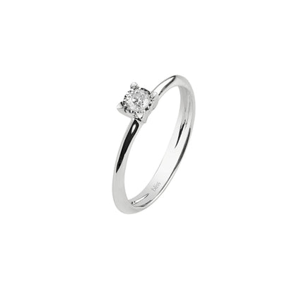 Anello Bliss  Solitario Oro Bianco e Diamante