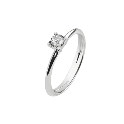 Anello Bliss  Solitario Oro Bianco e Diamante
