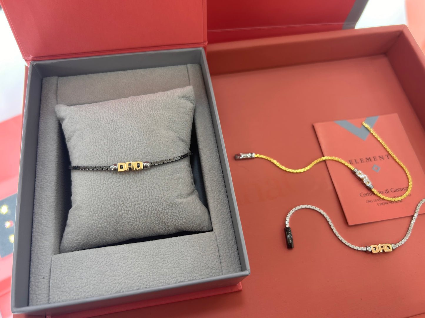BRACCIALE ELEMENTS DAD ORO GIALLO 18kt e BASE BRACCIALE BRUNITO ARGENTO 925%
