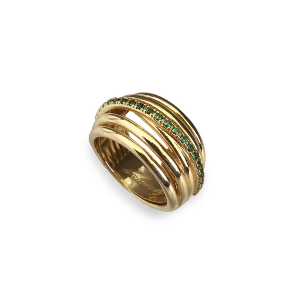 Anello a fascia Labrioro pietre verdi