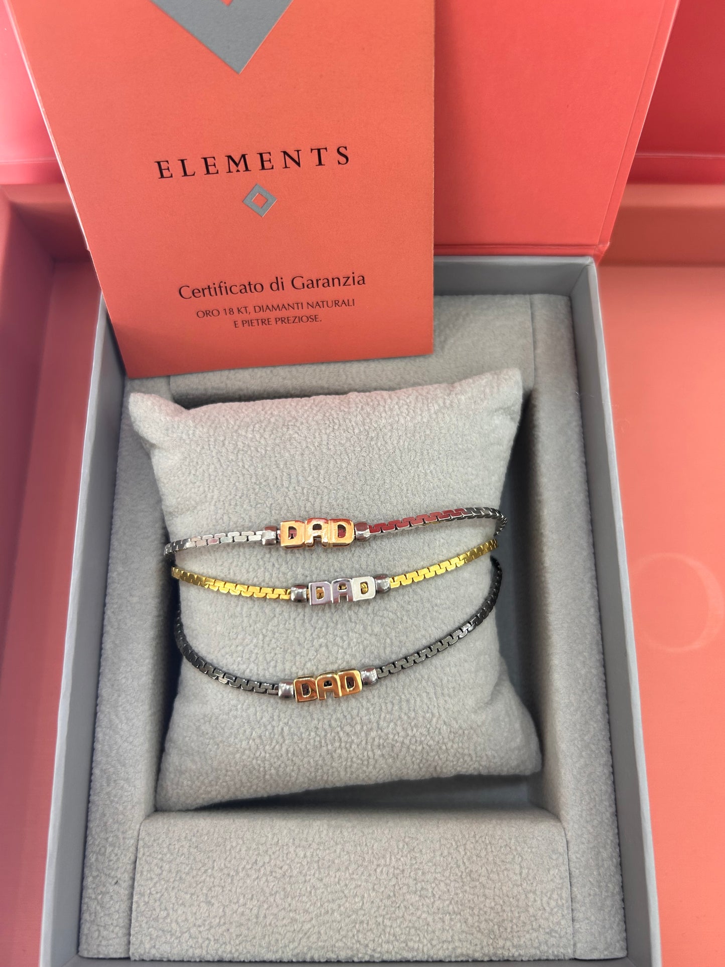 BRACCIALE ELEMENTS DAD ORO GIALLO 18kt e BASE BRACCIALE BRUNITO ARGENTO 925%