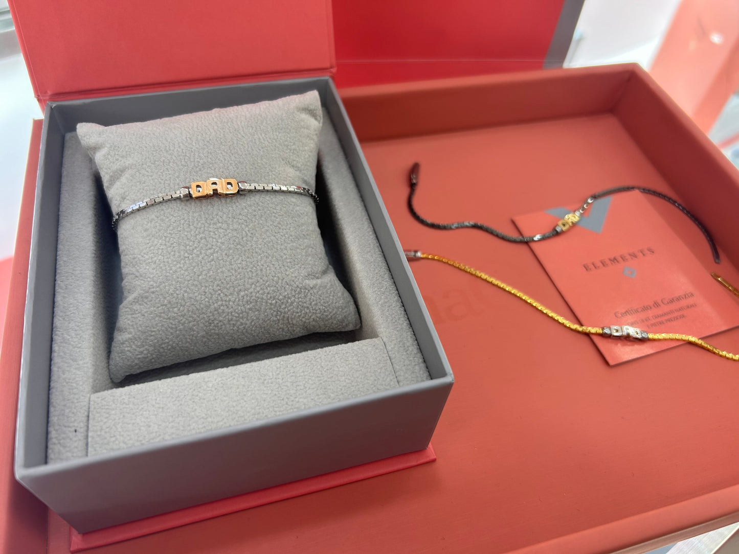 BRACCIALE ELEMENTS DAD ORO ROSA 18kt e BASE BRACCIALE ARGENTO 925%