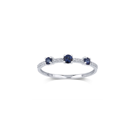 Anello Bliss Oro Bianco 18kt Diamanti e Zaffiri Blu