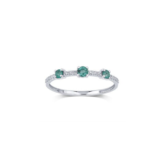 Anello Bliss Oro Bianco 18kt Diamanti e Smeraldi