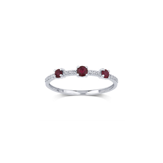 Anello Bliss Oro Bianco 18kt Diamanti e Rubini