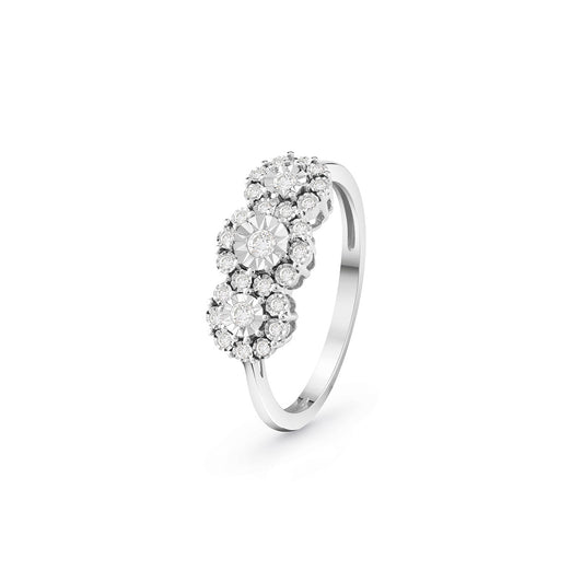 Anello Bliss Trilogy Oro Bianco 18kt e Diamanti