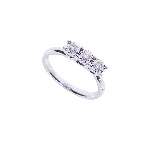 Anello Bliss Trilogy Rugiada Oro Bianco 18kt e Diamanti