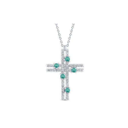 Collana Croce Smeraldi e Diamanti