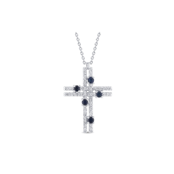 Collana Croce Zaffiri e Diamanti