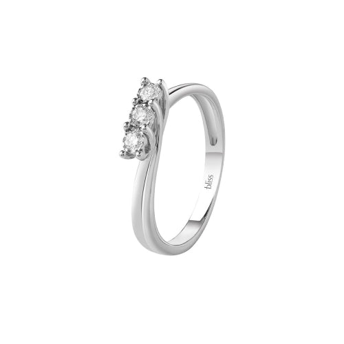 Anello Trilogy Bliss Sinuoso Oro Bianco 18kt e Diamanti