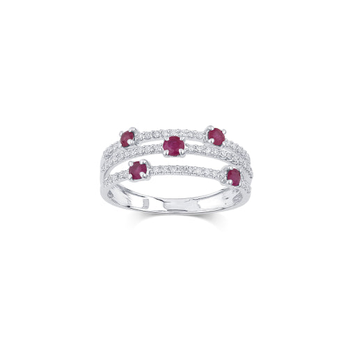 Anello Bliss Fascia Rubini e Diamanti