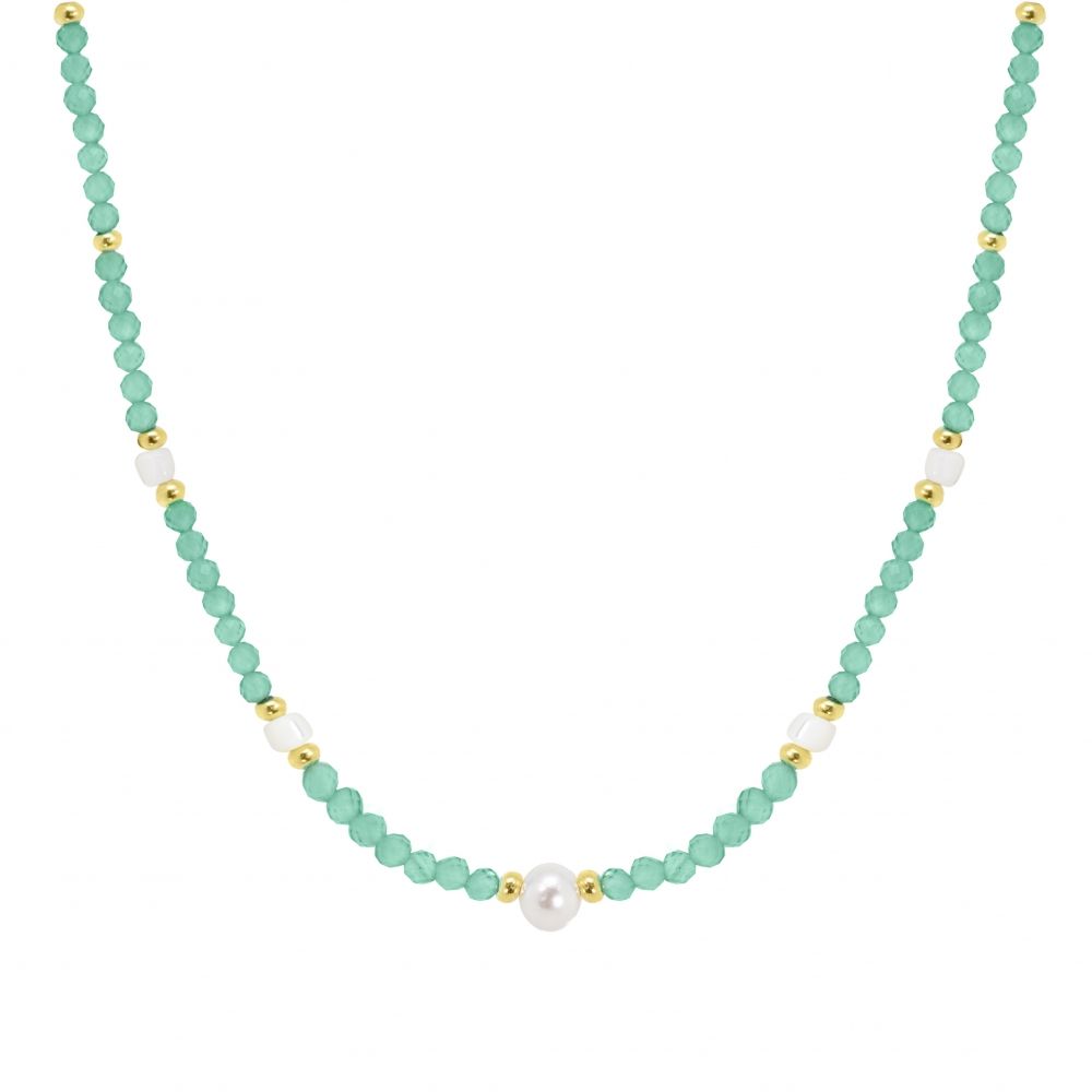 Collana Agata verde e madreperla
